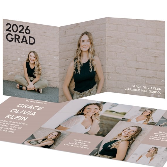 graduation invitation with photo placeholders and text