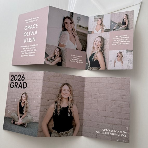 graduation invitation with photo placeholders and event details