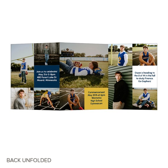 graduation announcement with photo placeholders and event details