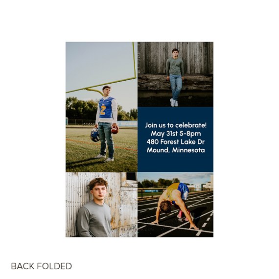 graduation announcement with photo placeholders and text area