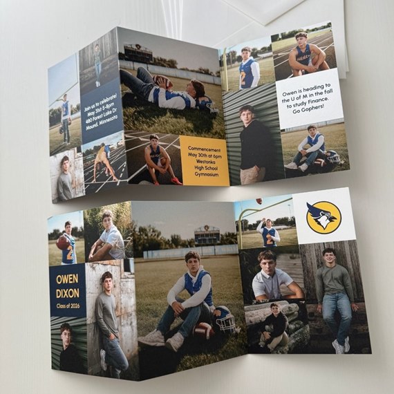 graduation announcement with photo placeholders and event details