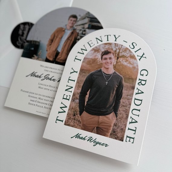 graduation invitation with photo placeholder and text