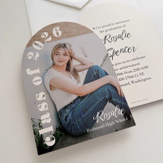 graduation invitation with photo area and text