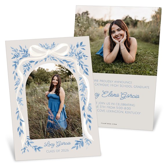 graduation invitation with photo placeholder and floral design