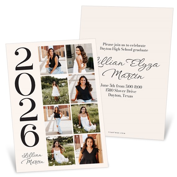collage graduation invitation with photo placeholders and customizable text area