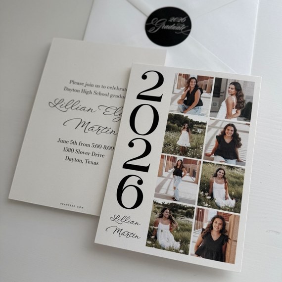 graduation invitation with photo collage and event details