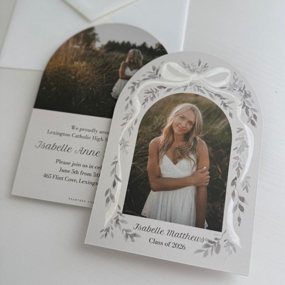 graduation invitation with photo placeholder and floral design