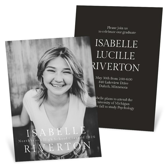 graduation invitation with photo area and event details