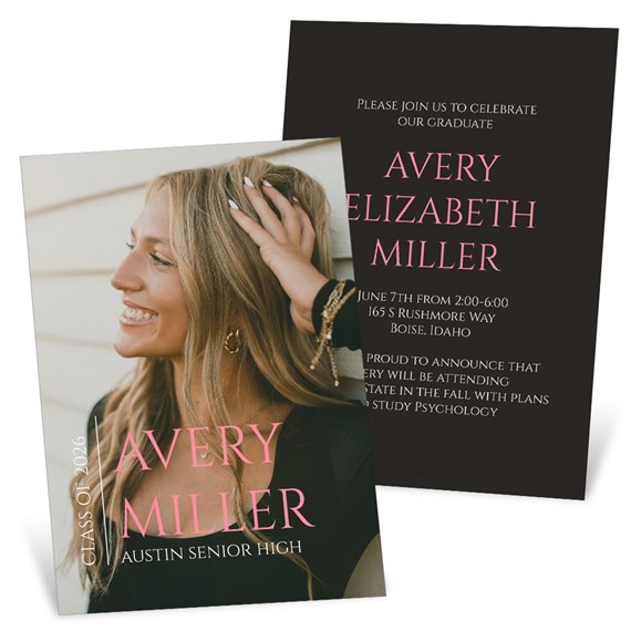 graduation party invitations with photo area and event details