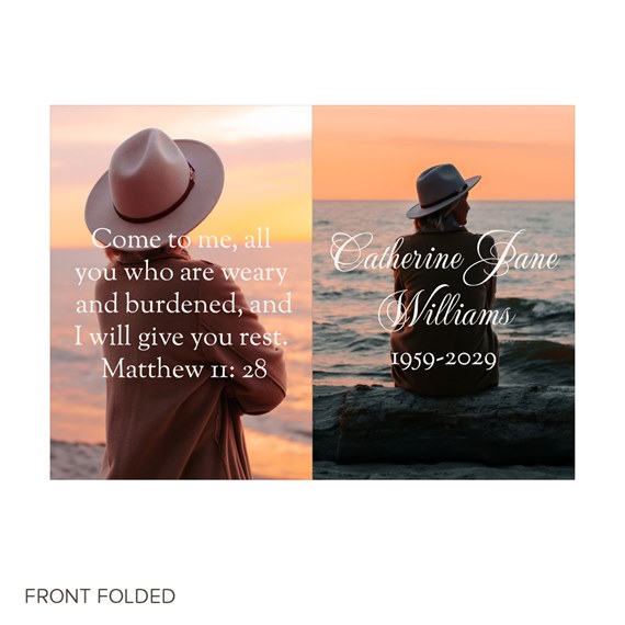 memorial card with photo placeholder and verse text