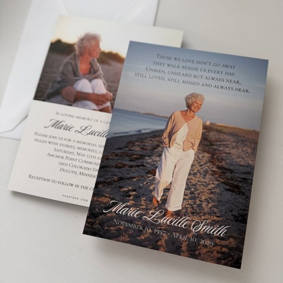 memorial card with photo placeholder and text