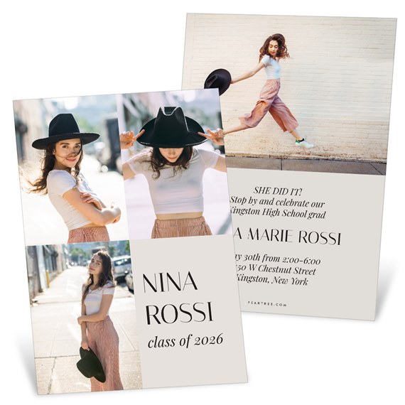 graduation invitation with photo placeholders and printed text