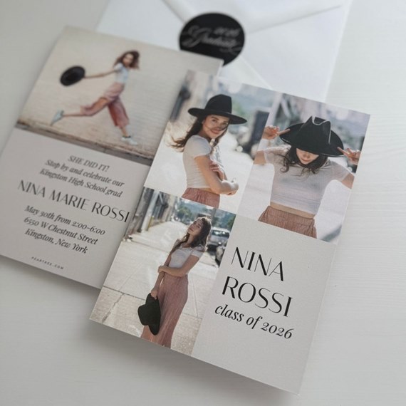 collage graduation invitation with photo areas and text