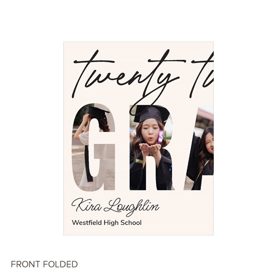graduation announcement with photo placeholder and text area
