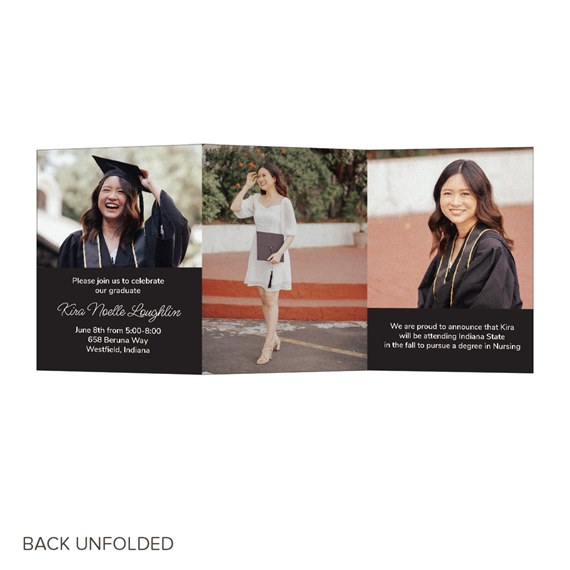 graduation announcement with photo placeholders and text areas