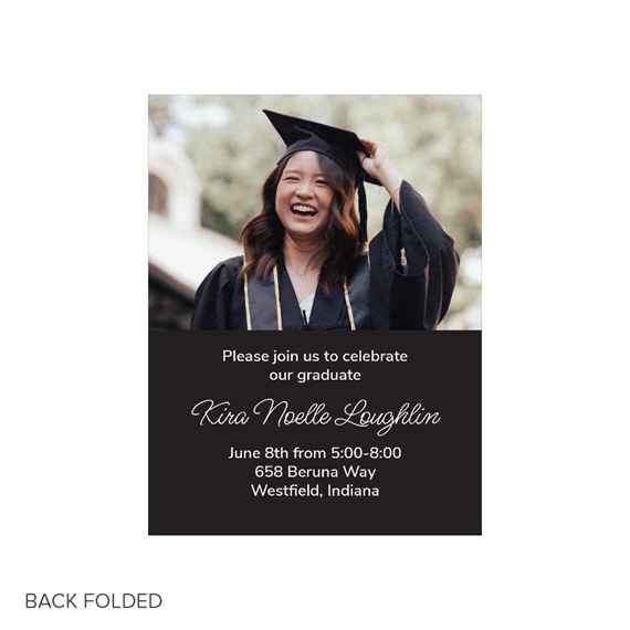 graduation announcement with photo placeholder and black frame