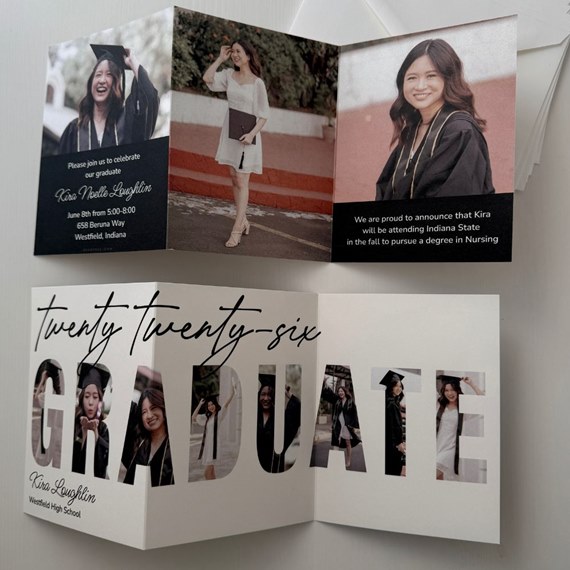 graduation announcement with photo collage and text
