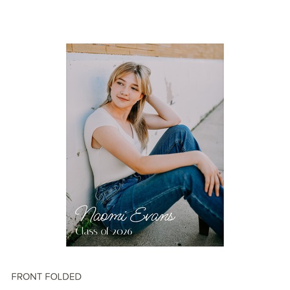 photo placeholder with rounded rectangle border and elegant text