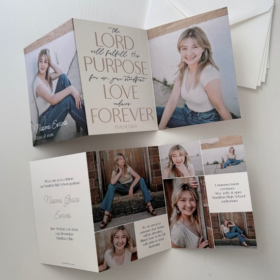 graduation invitation with customizable text area and photo placeholders