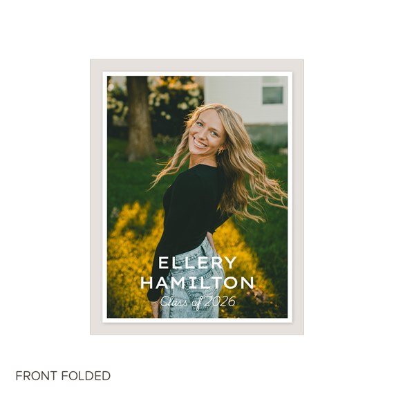 photo area with rounded rectangular frame, graduation invitation