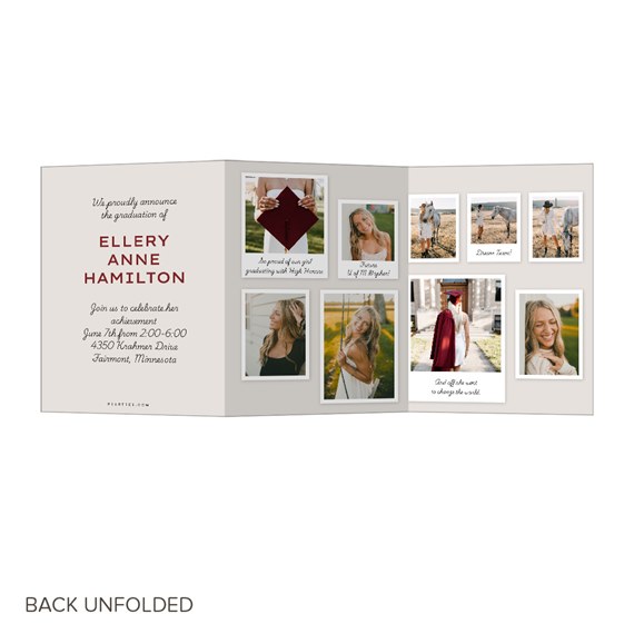 graduation invitation with photo placeholders and text