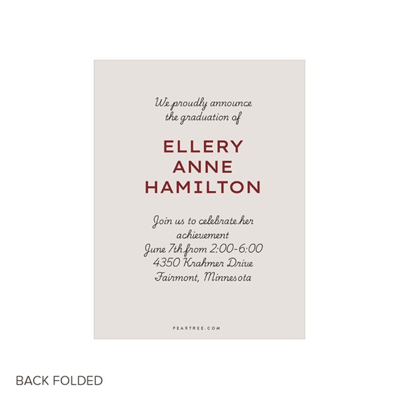 graduation invitation card, customizable text area