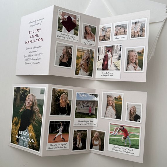 graduation invitation with photo placeholders and printed text