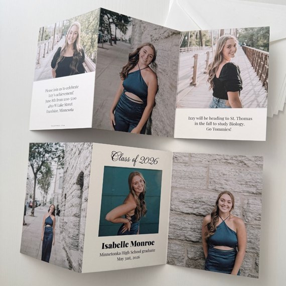 graduation invitation with photo placeholders and text