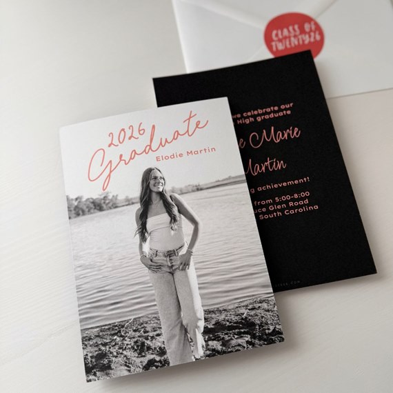 graduation announcement card with photo placeholder