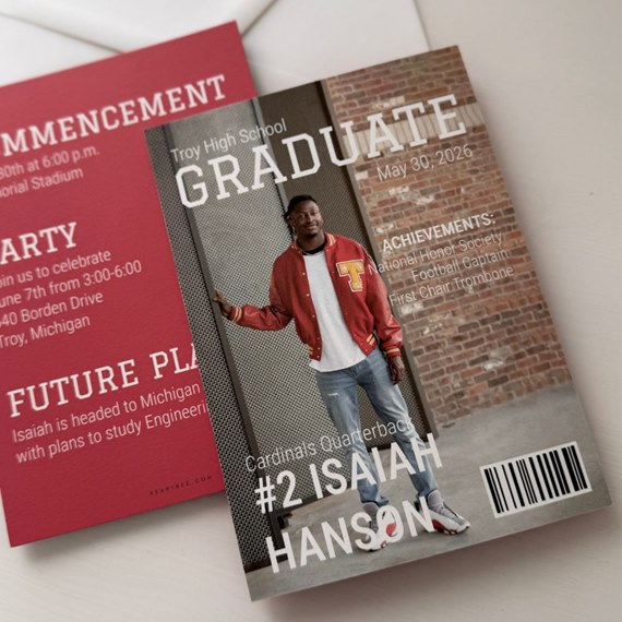 graduation announcement with photo placeholder and text