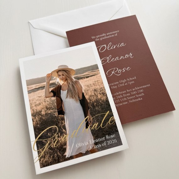 graduation invitation with photo area and text