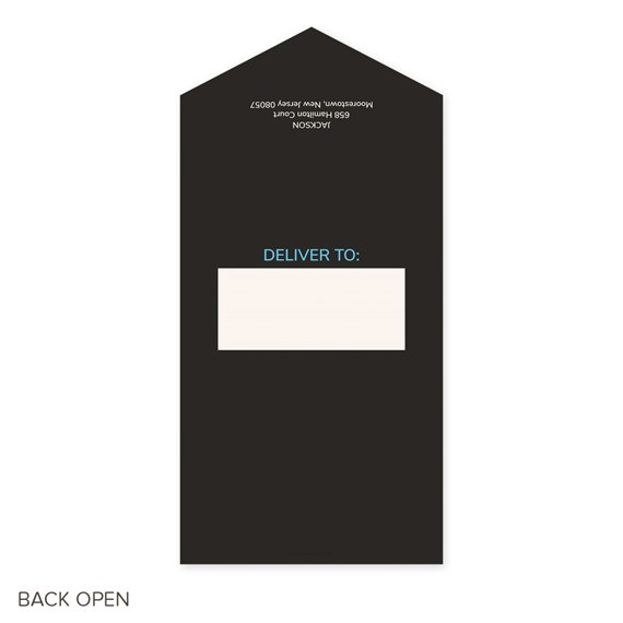 black graduation invitation with delivery area