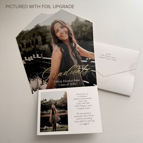 graduation announcement with photo placeholder