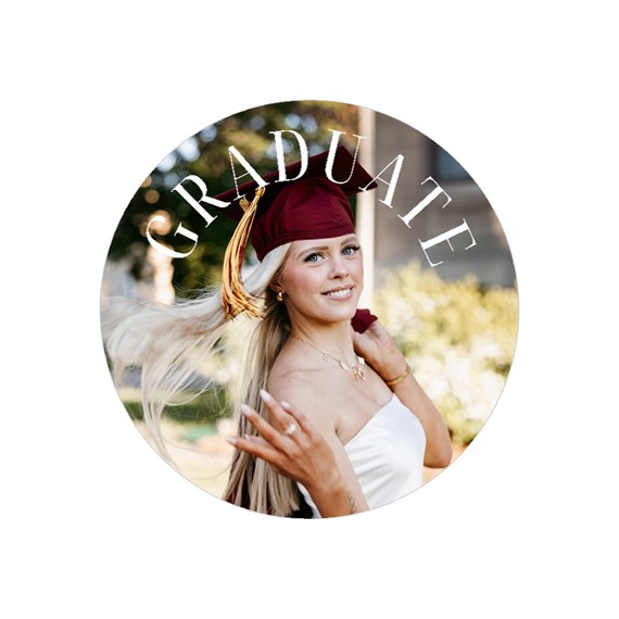 circular graduation sticker with photo area and text