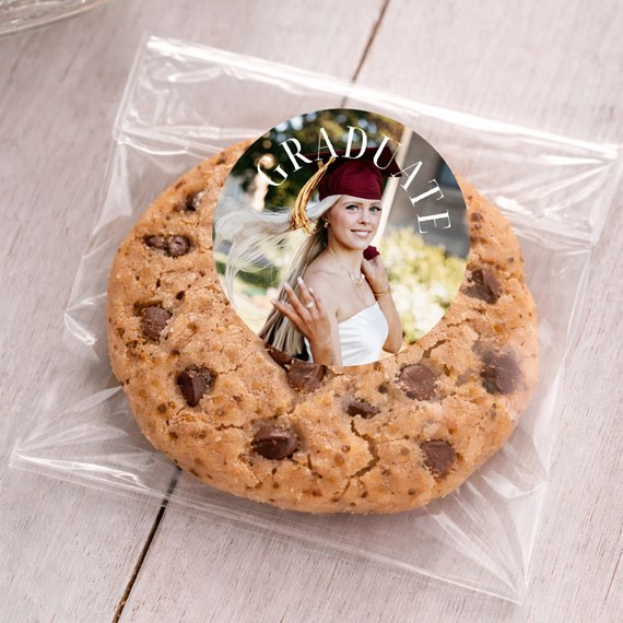 cookie with graduate sticker and photo area