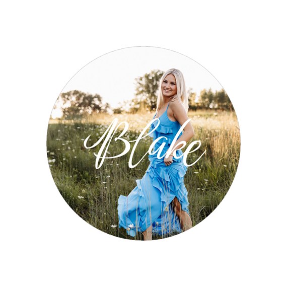 photo placeholder with name in script