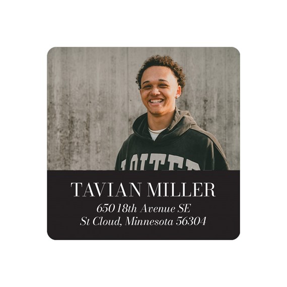 address label with photo placeholder