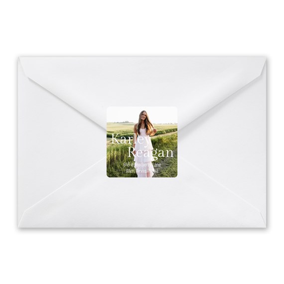 address label with photo placeholder