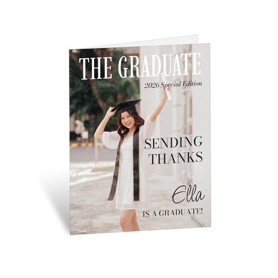 graduation thank you card with photo placeholder