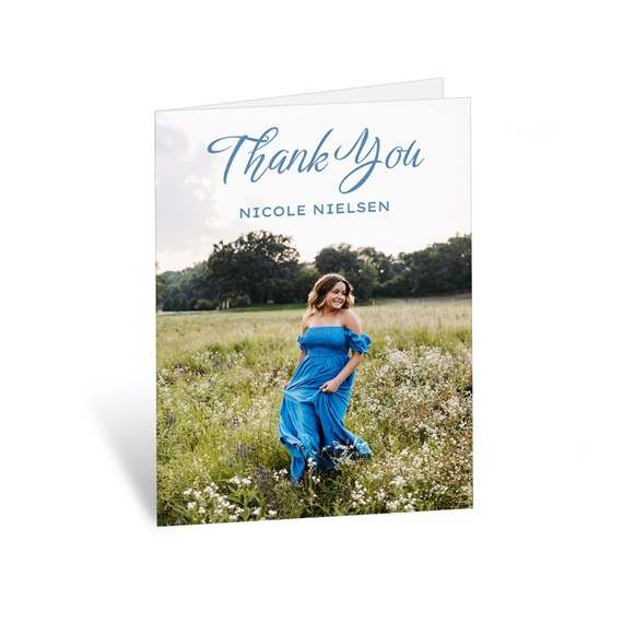 thank you card with photo placeholder and customizable text area