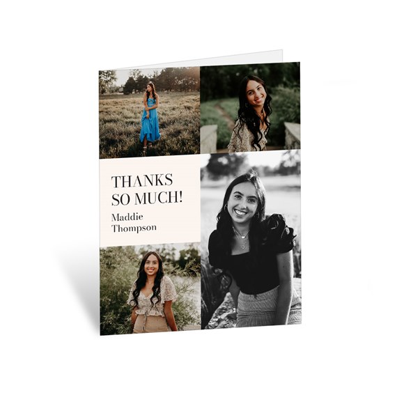 thank you card with photo collage and text