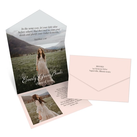 graduation invitation with scenic photo and customizable text area