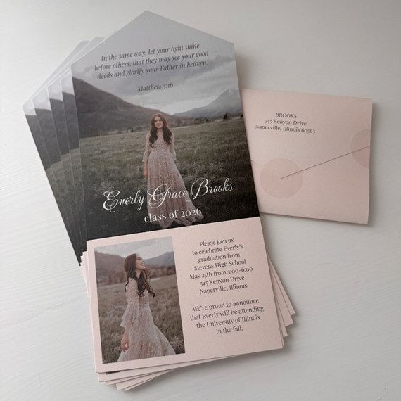 graduation invitation with photo area and text