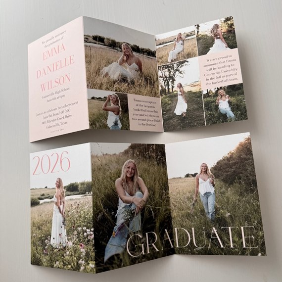 graduation announcement with photo placeholders and text