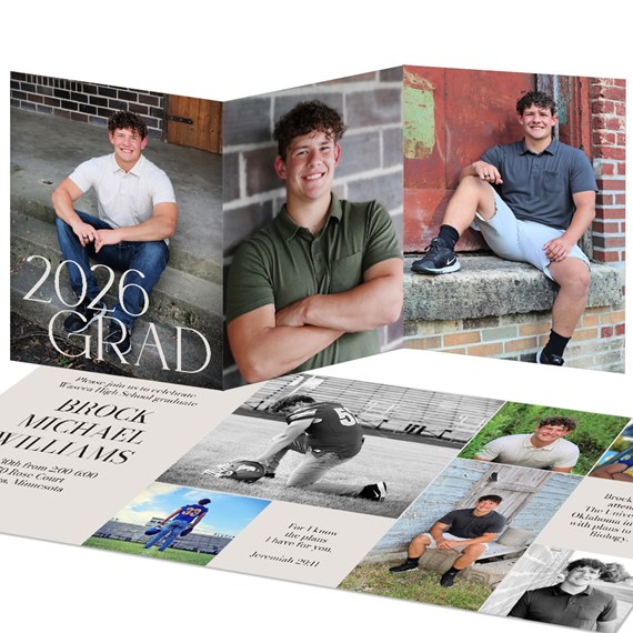 graduation invitation with photo placeholders and text areas