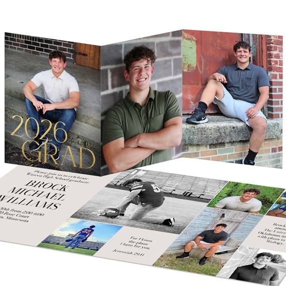 graduation invitation with photo placeholders and printed text