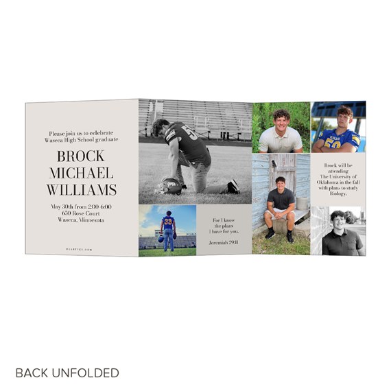 graduation invitation with photo placeholders and text area