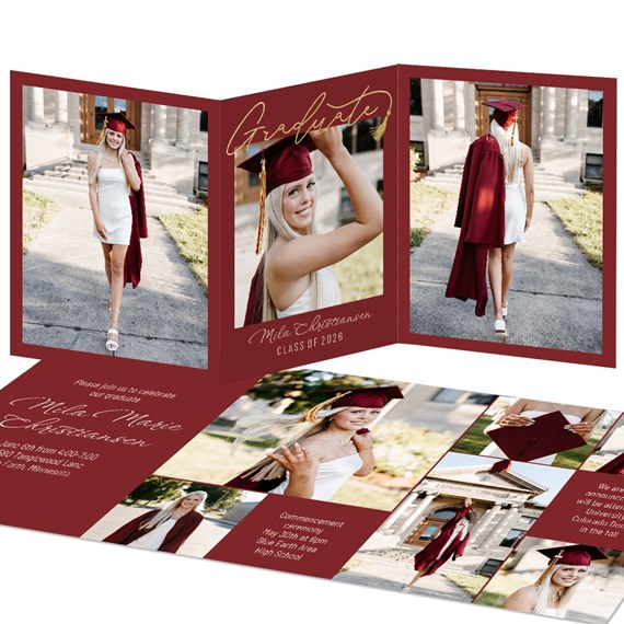 graduation announcement with photo placeholders and text areas