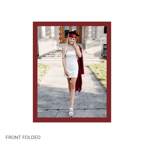 photo placeholder with deep burgundy frame and customizable text area