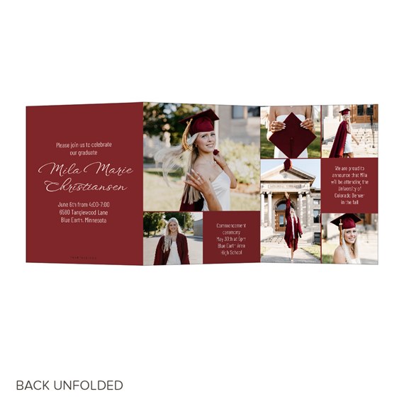 graduation announcement with photo placeholders and customizable text area